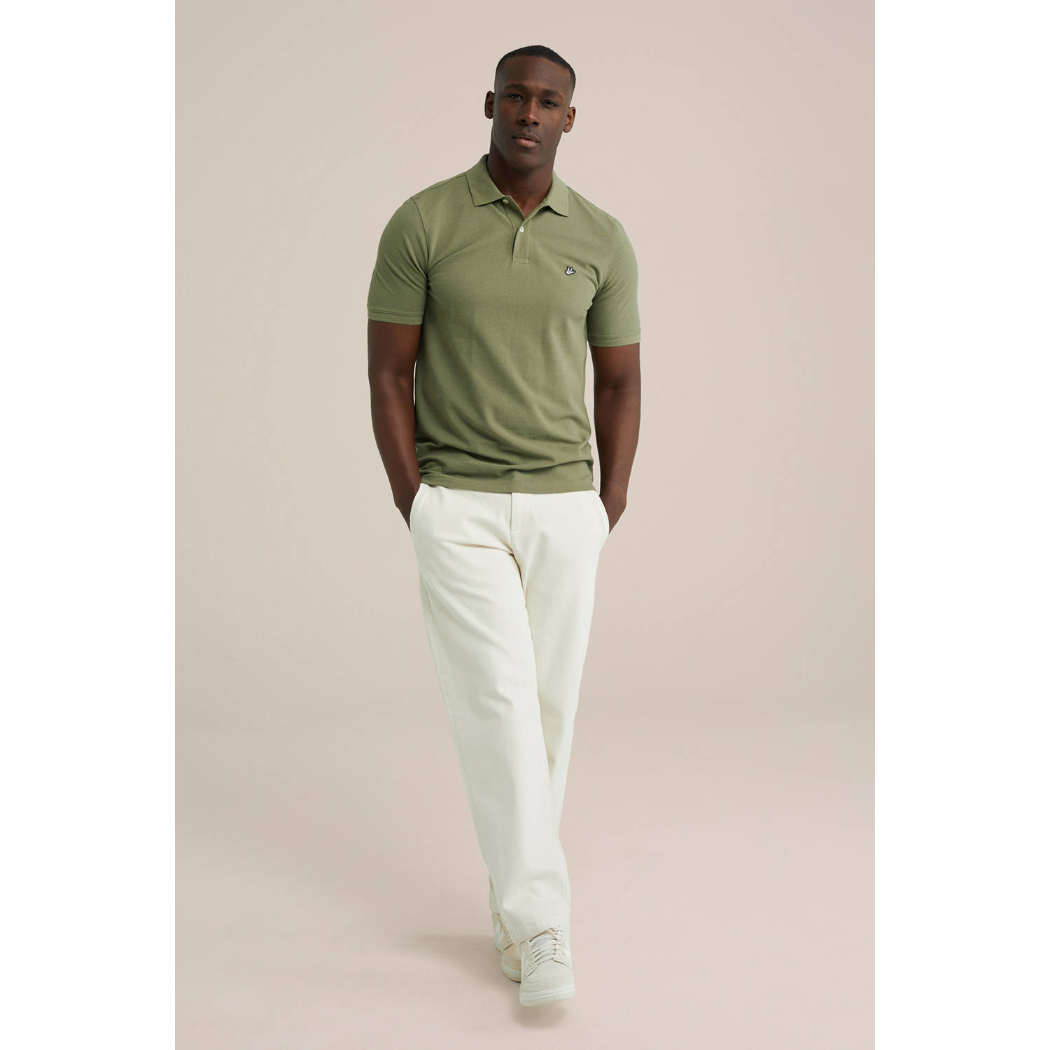 WE Fashion slim polo groen