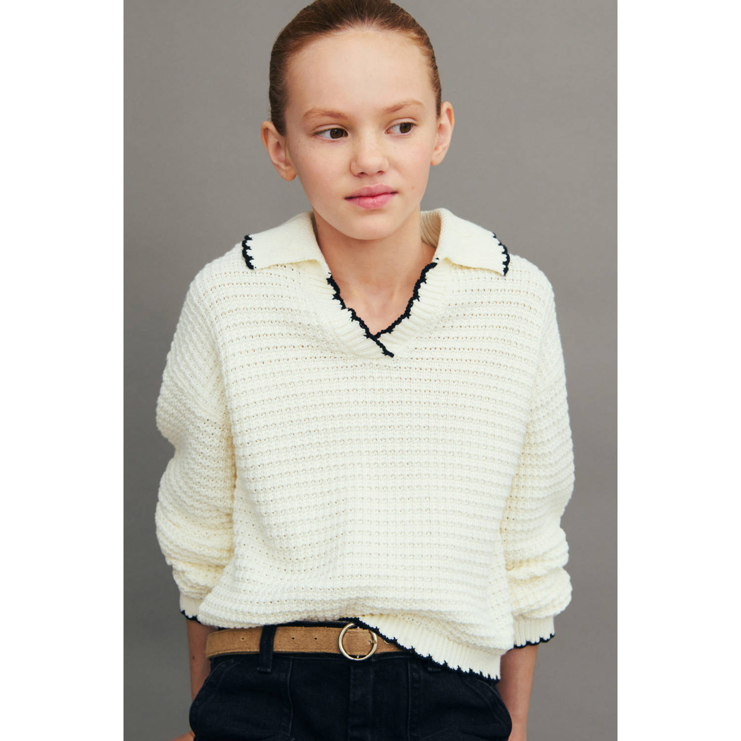 Mango Kids trui ecru fijn gebreid