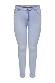 thumbnail: Light blue denim dames ONLY CARMAKOMA skinny jeans van stretchdenim met regular waist, rits- en knoopsluiting en effen