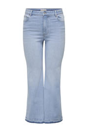 thumbnail: Light blue denim dames ONLY CARMAKOMA flared jeans van denim met regular waist, rits- en knoopsluiting en effen