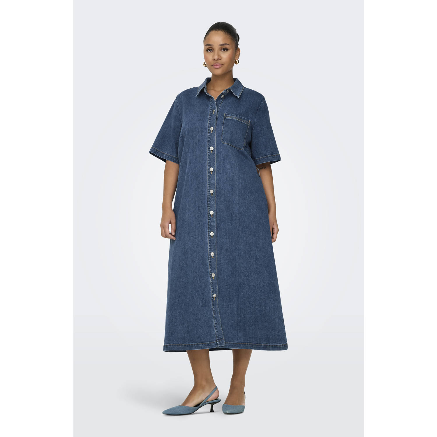 ONLY CARMAKOMA spijkerjurk medium blue denim