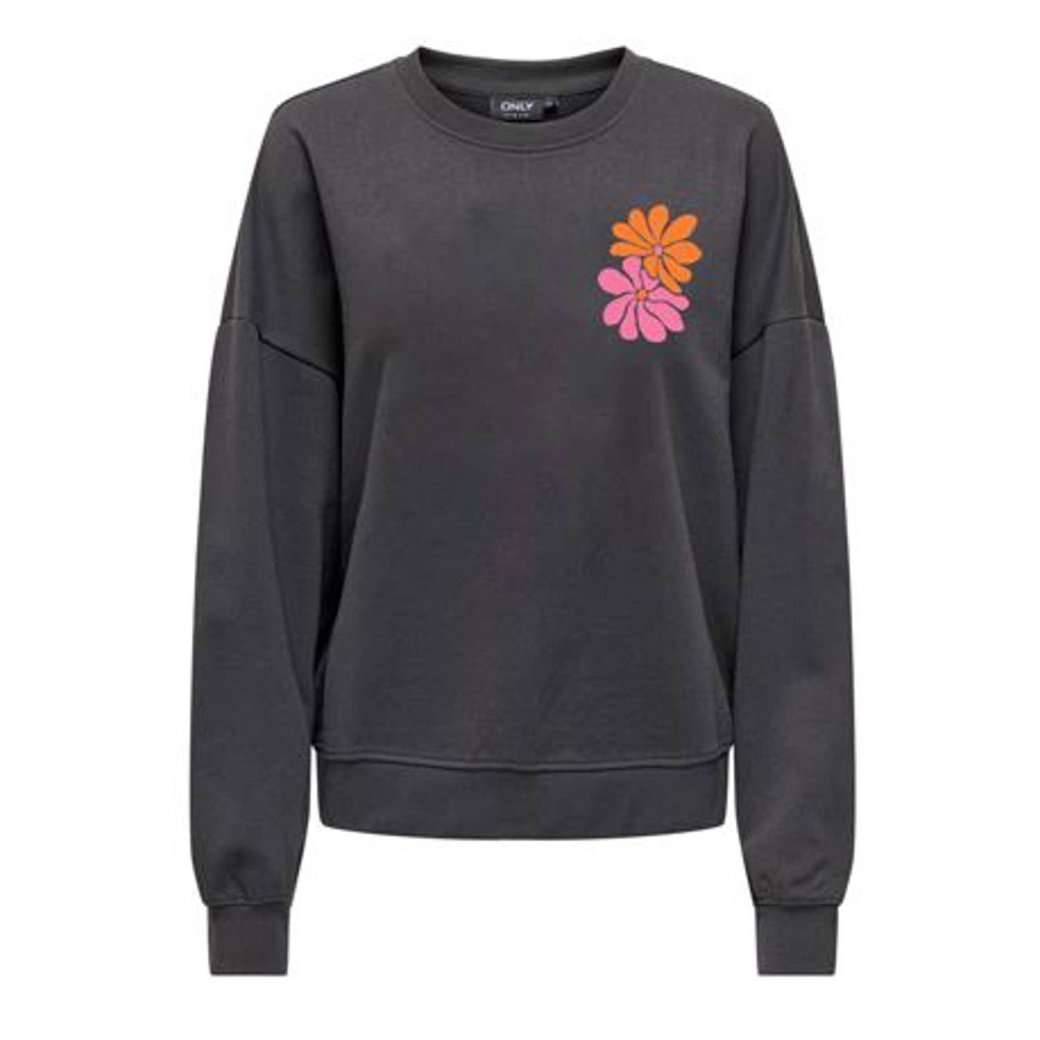 ONLY CARMAKOMA sweater met backprint antraciet
