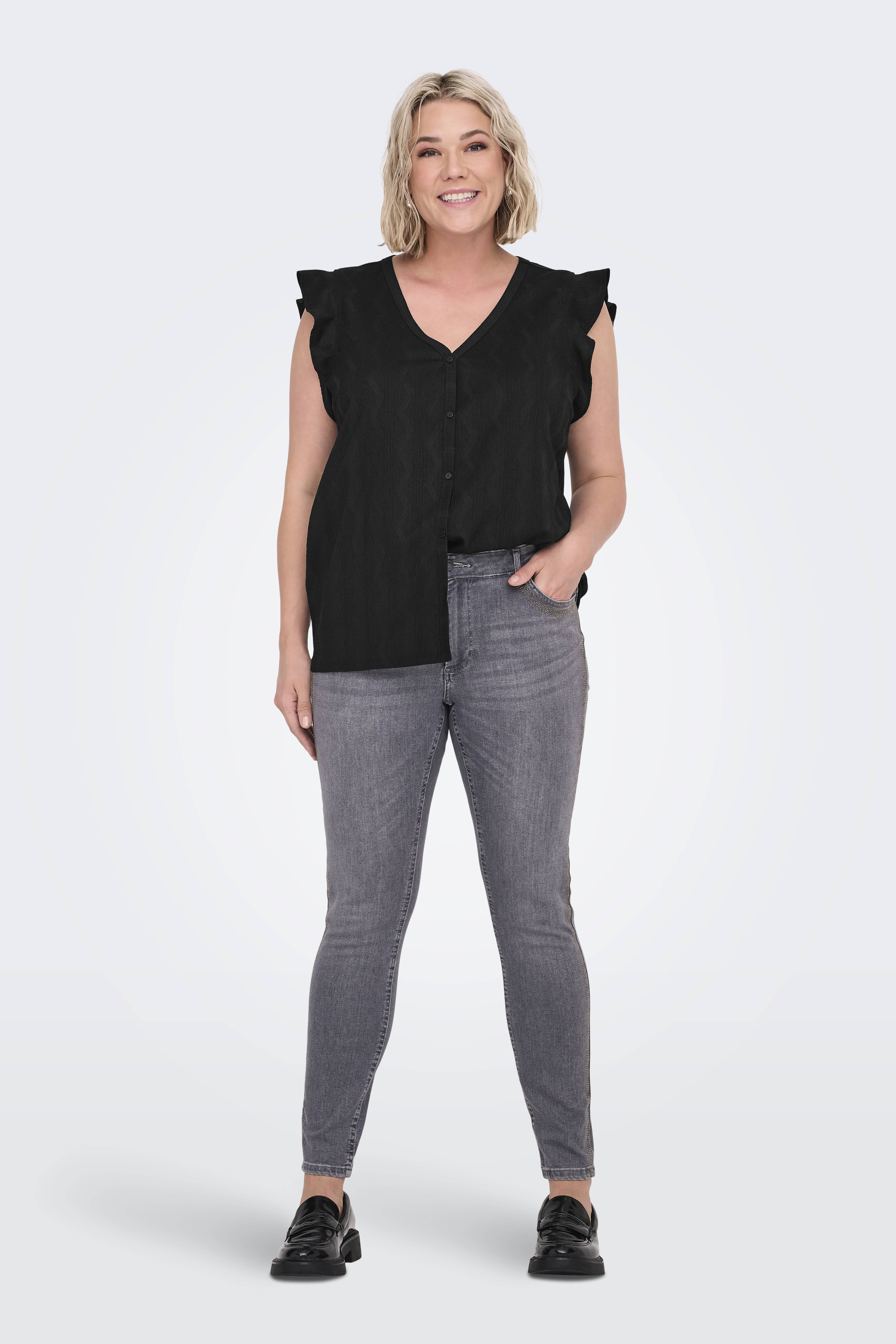 ONLY Carmakoma CARALICE LACE TOP - Blouse - black/zwart