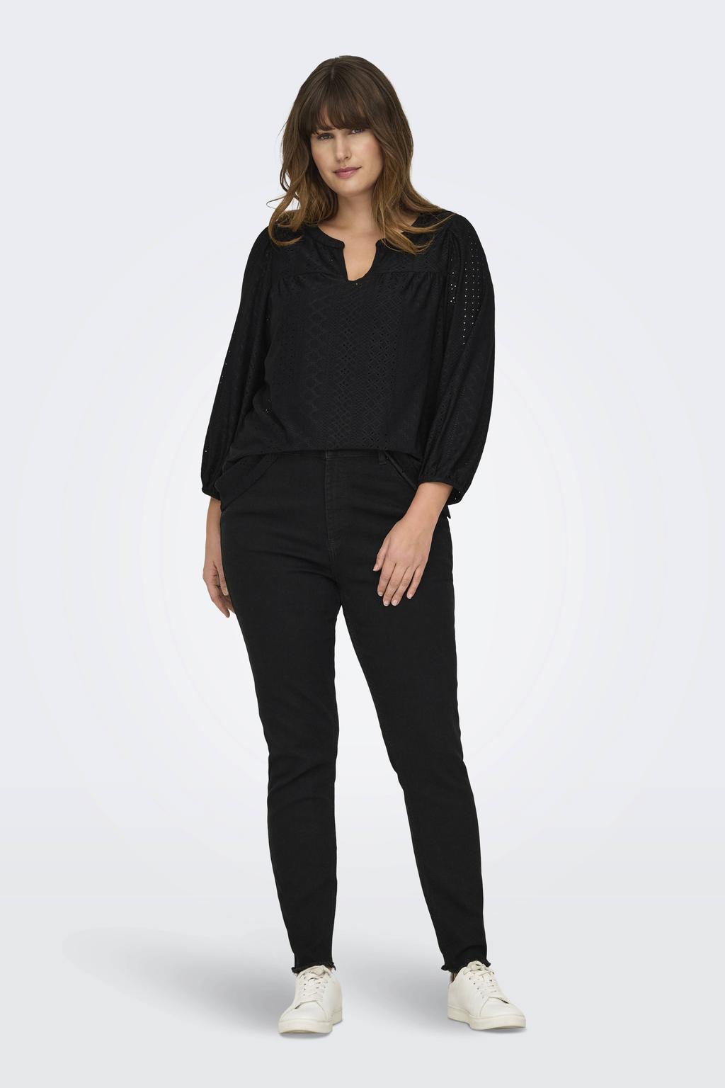 ONLY CARMAKOMA blousetop broderie zwart