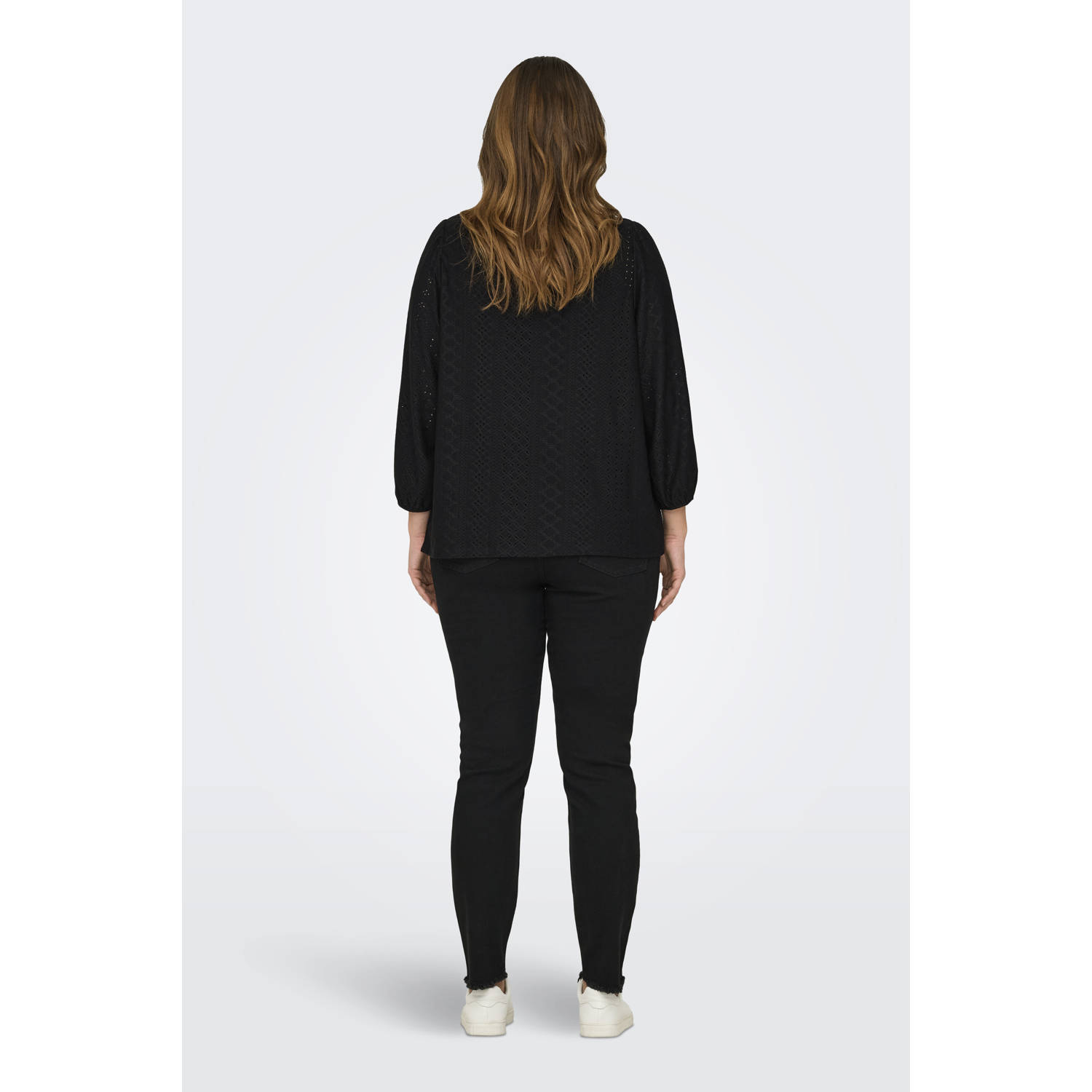 ONLY CARMAKOMA blousetop broderie zwart