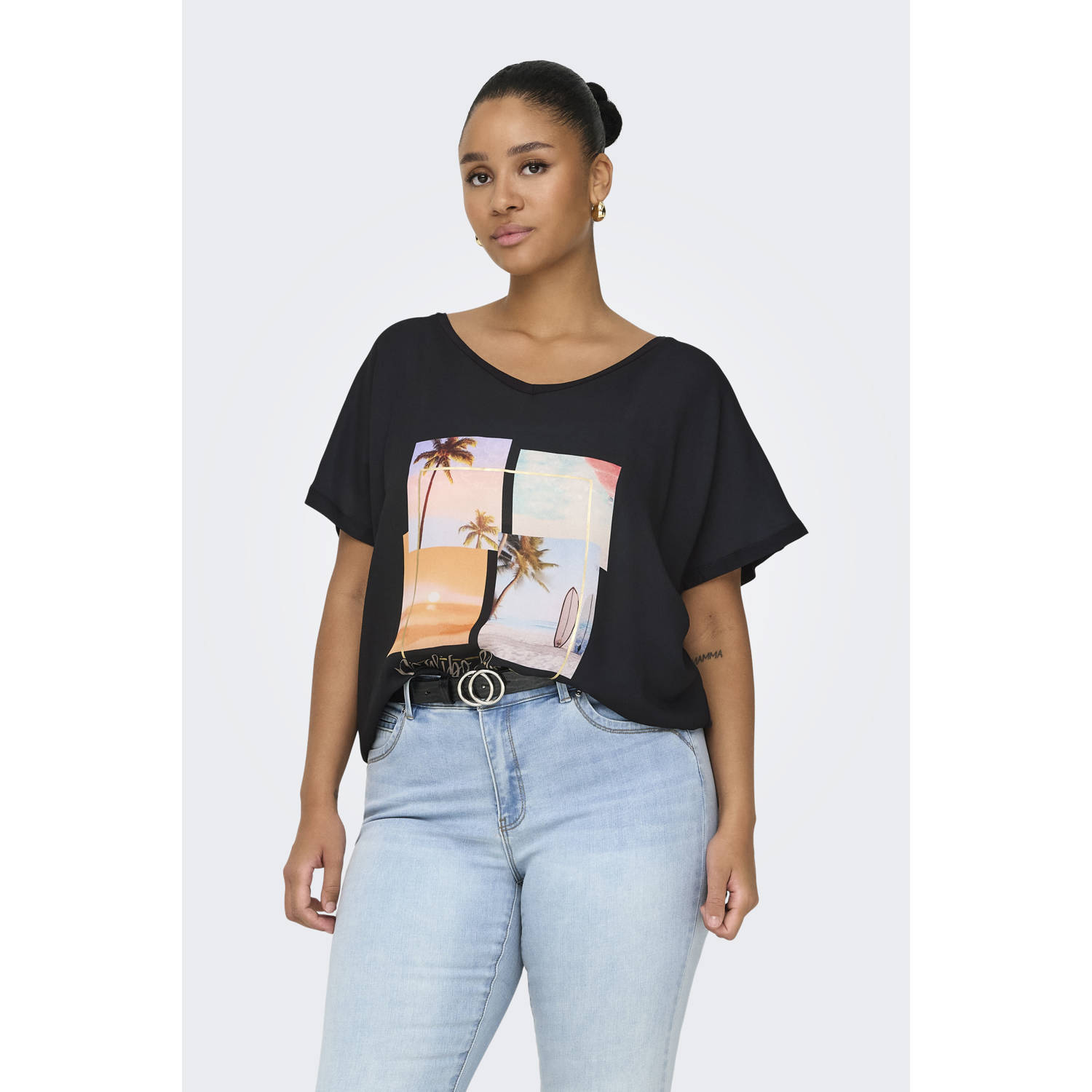 ONLY CARMAKOMA T-shirt zwart
