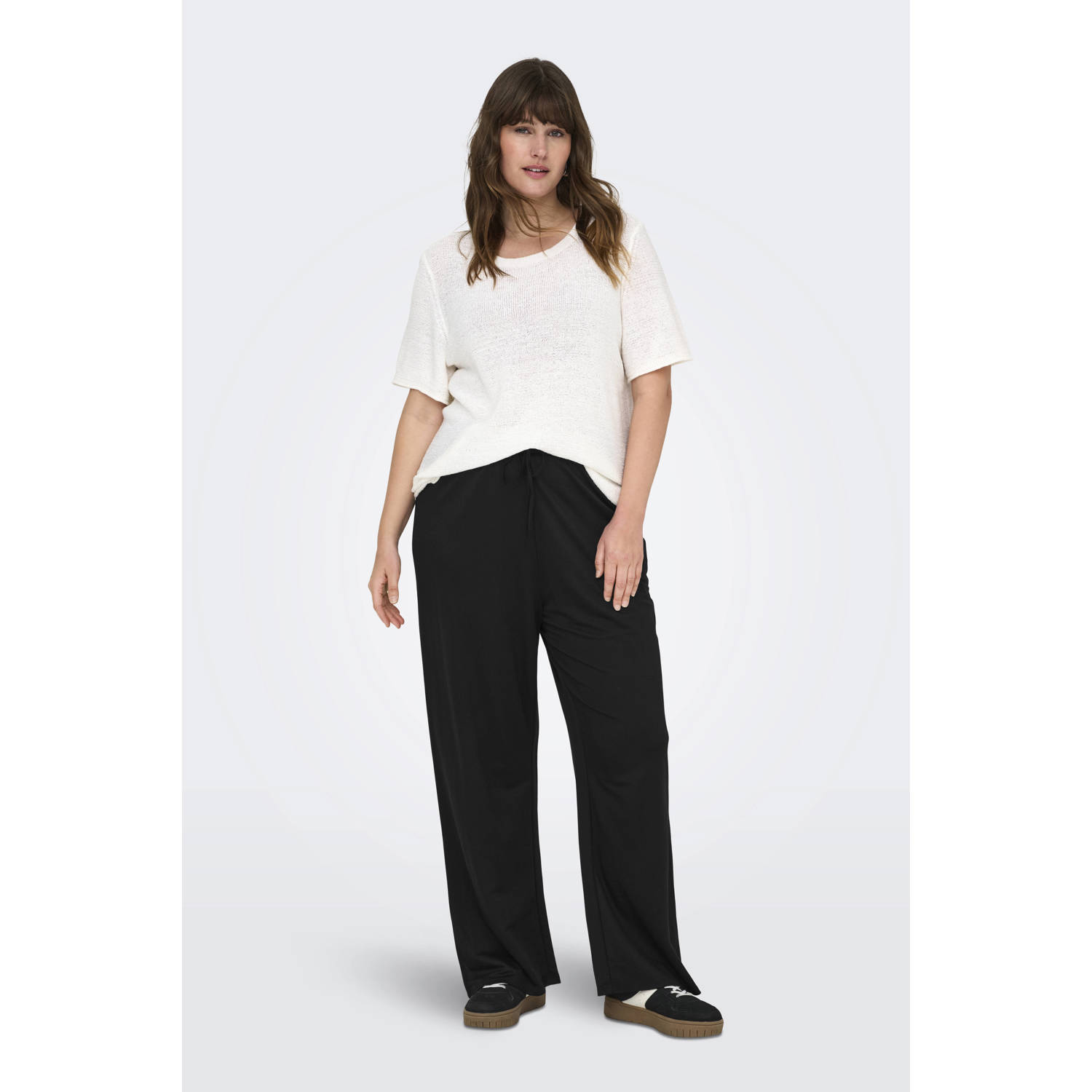 ONLY CARMAKOMA wide leg high waist broek zwart