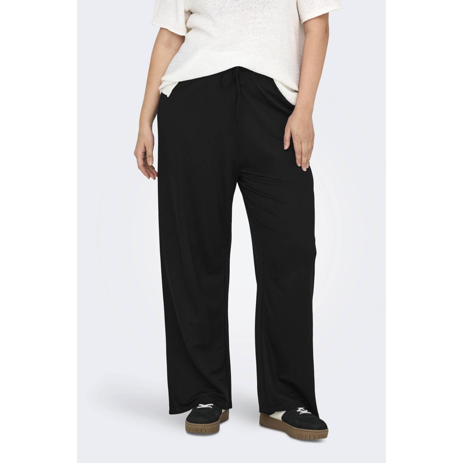 ONLY CARMAKOMA wide leg high waist broek zwart
