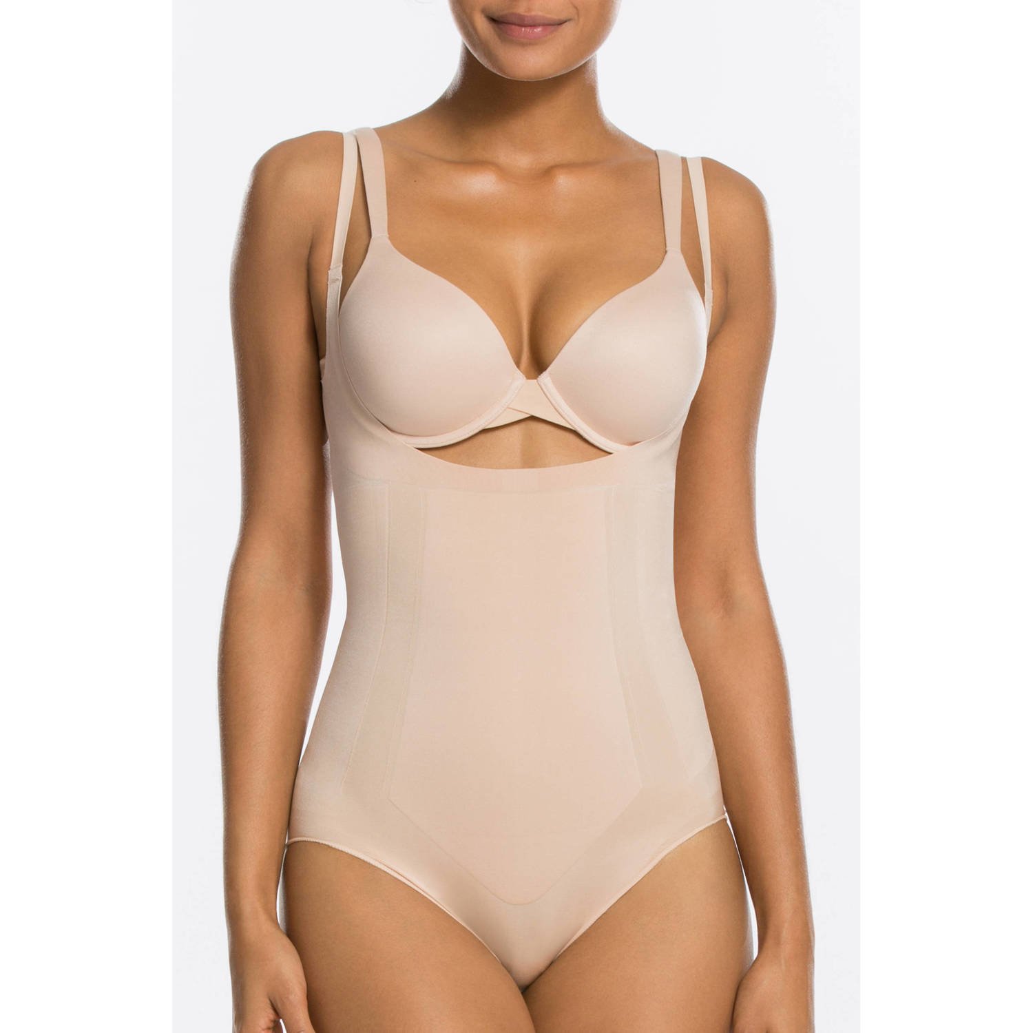 SPANX OnCore sterk corrigerende Open-Bust Panty bodysuit beige