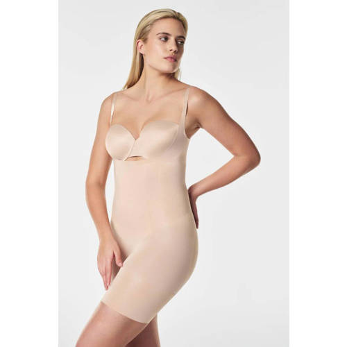 SPANX OnCore sterk corrigerende Open-Bust Mid-Thigh bodysuit beige afbeelding