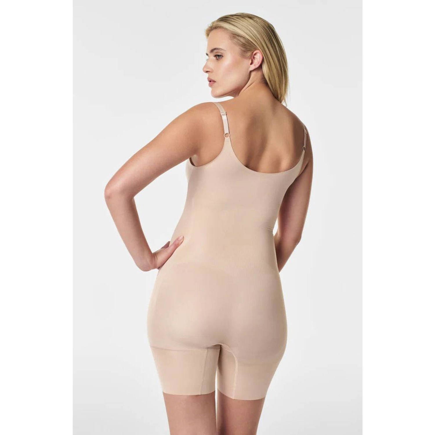 SPANX OnCore sterk corrigerende Open-Bust Mid-Thigh bodysuit beige