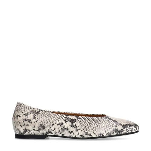 Manfield leren loafers met slangenprint grijs afbeelding