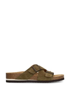 suède slippers groen