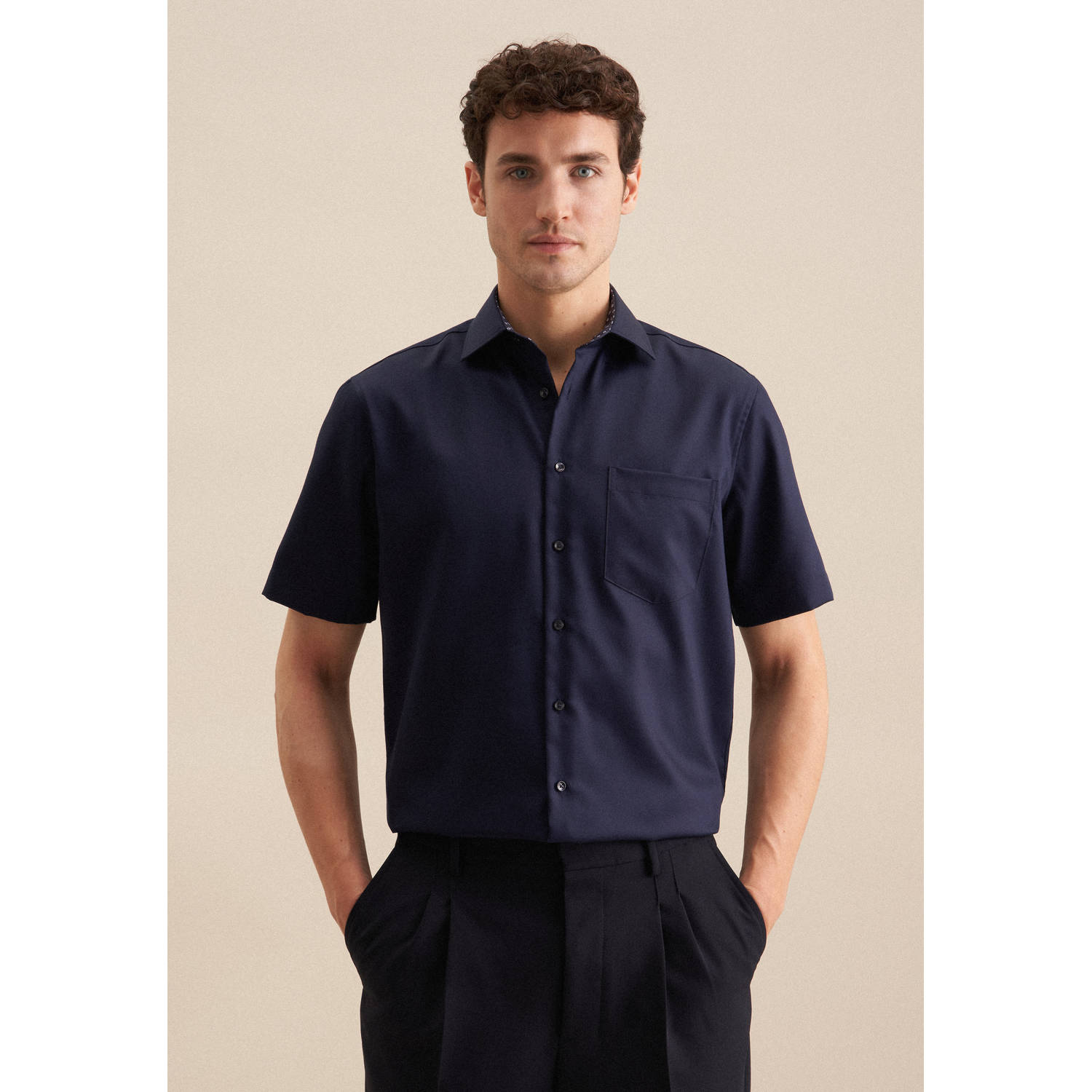 Seidensticker casual overhemd donkerblauw