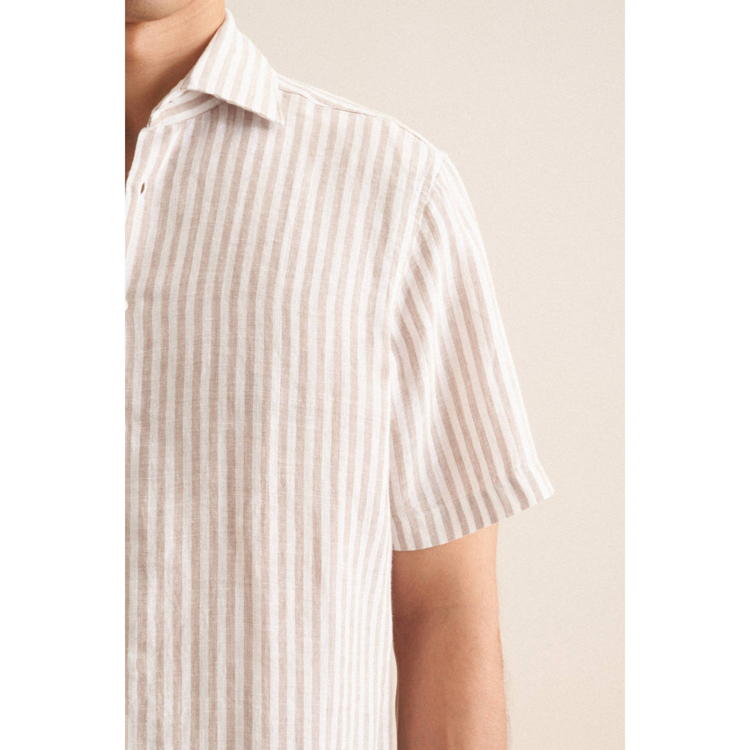 Seidensticker linnen casual overhemd beige
