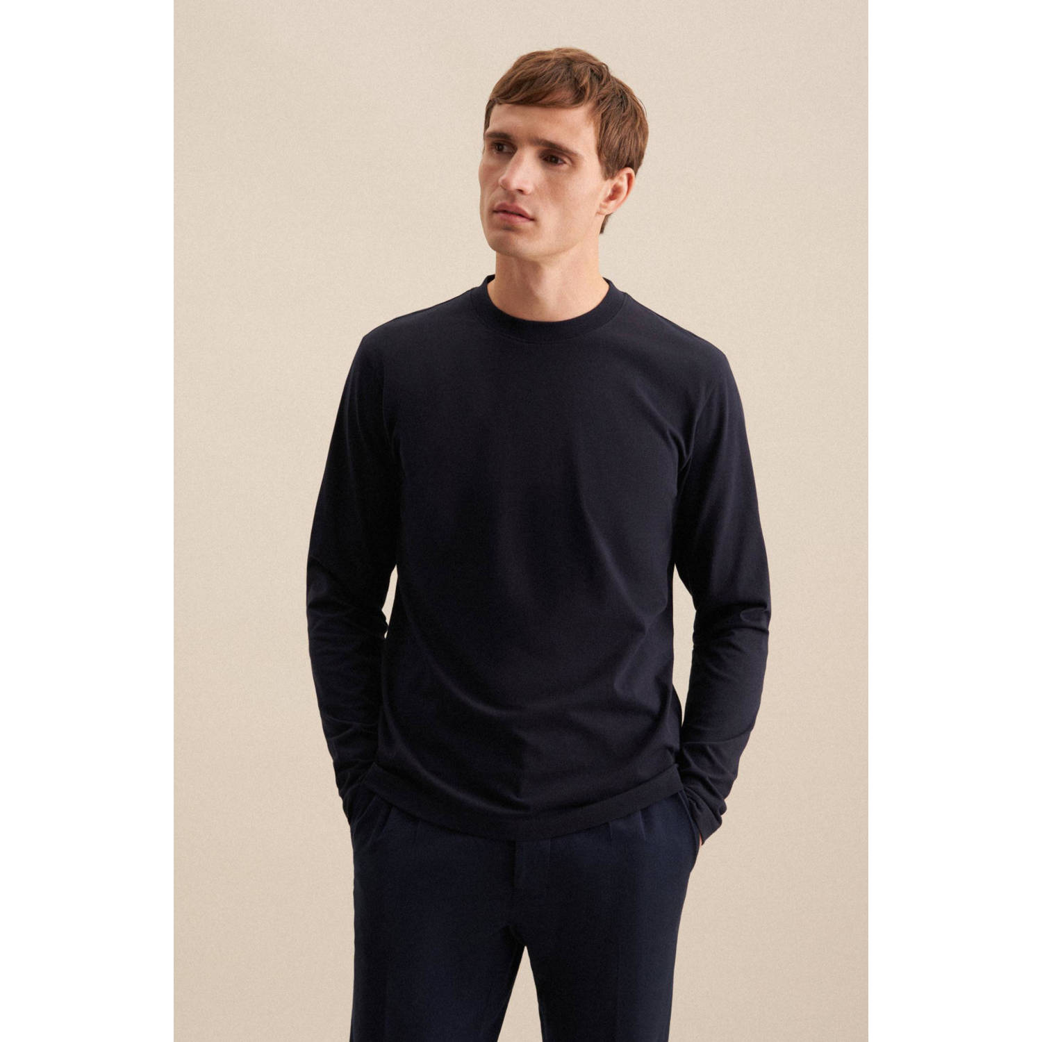 Seidensticker longsleeve donkerblauw