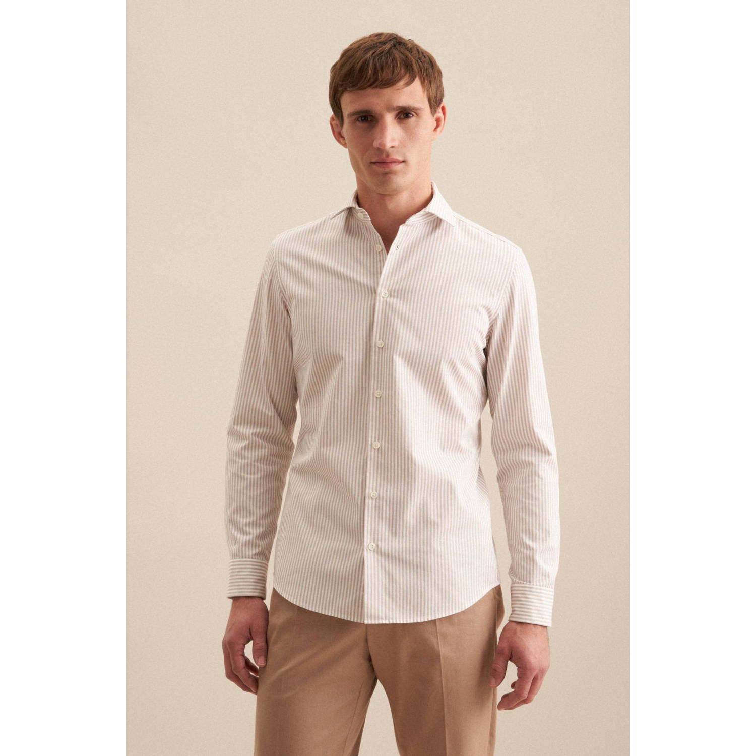Seidensticker casual overhemd beige
