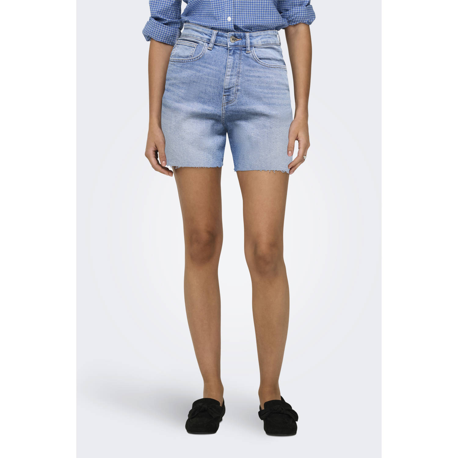 ONLY regular high waist denim short light blue denim