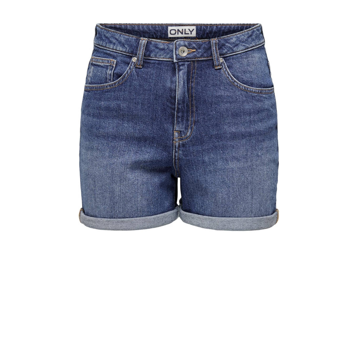 ONLY regular high waist denim short medium blue denim