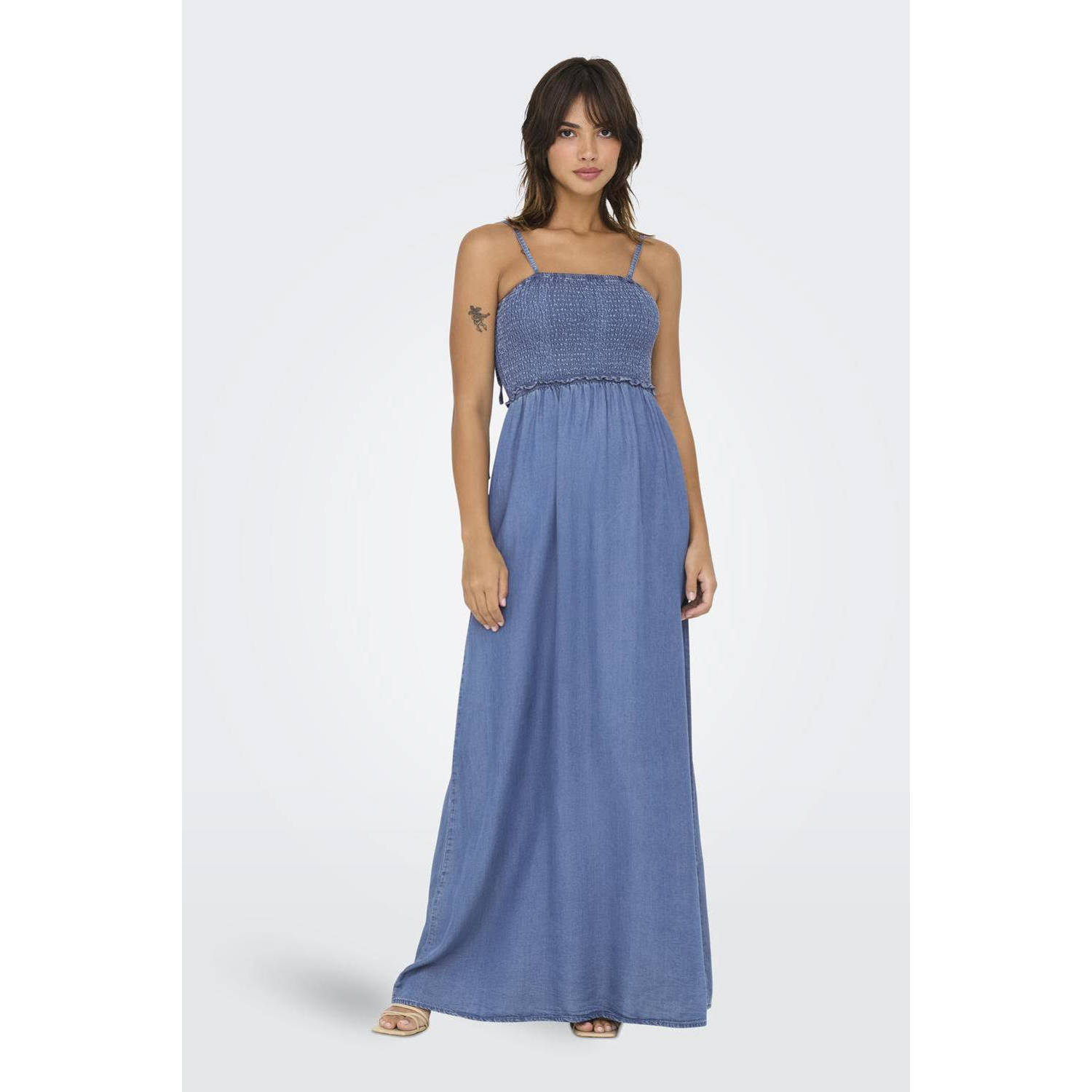 ONLY maxi jurk medium blue denim
