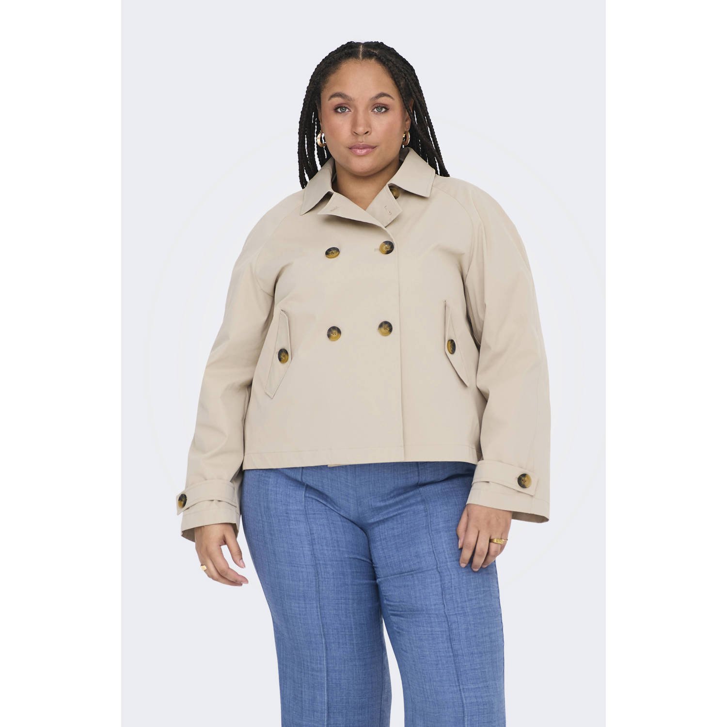ONLY CARMAKOMA trenchcoat zand