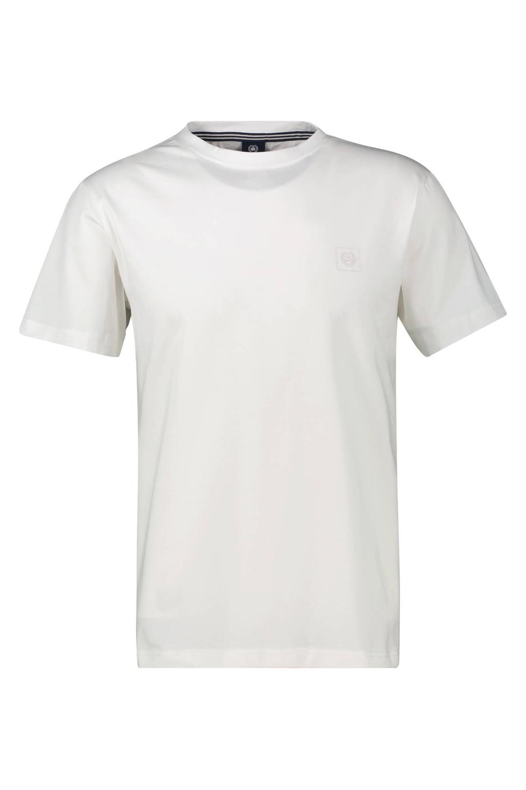 Witte heren LERROS regular T-shirt van katoen met effen, korte mouwen en ronde hals