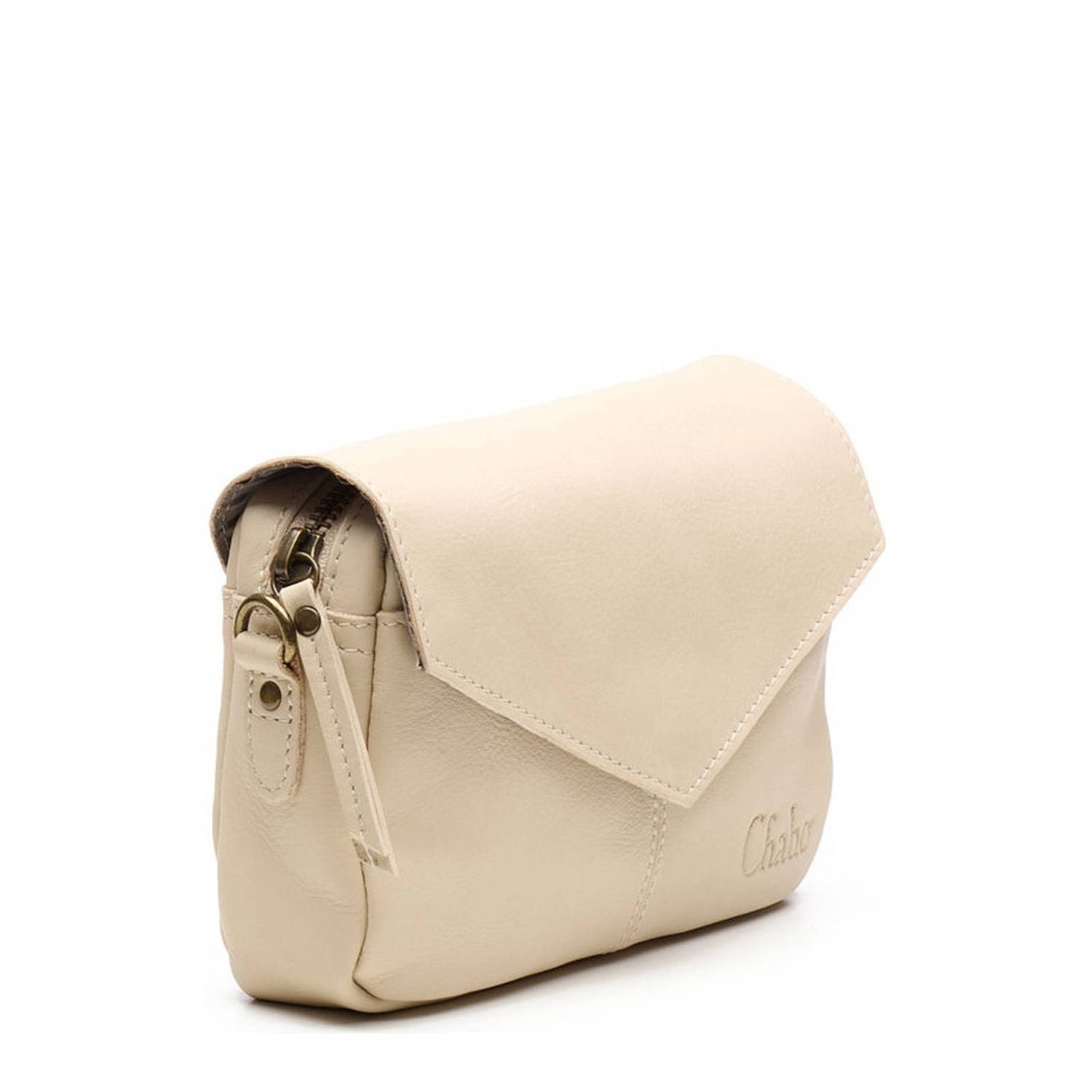 Chabo Bags leren crossbody tas Rio Romy Plain ecru