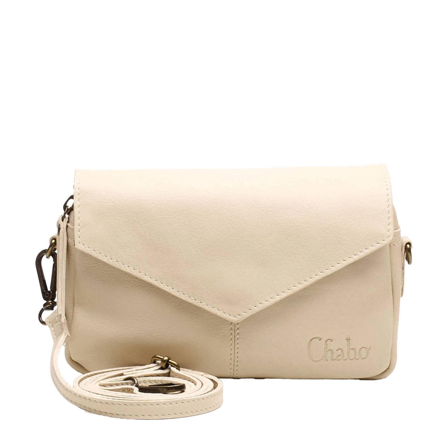 Chabo Bags leren crossbody tas Rio Romy Plain ecru