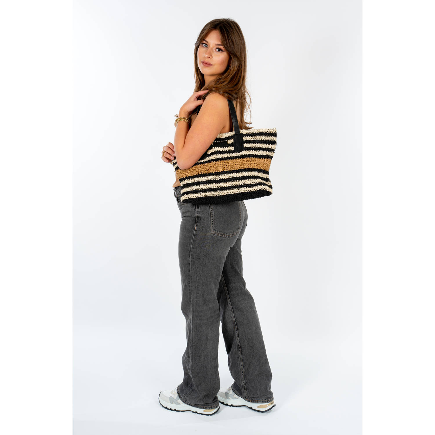 Chabo Bags shopper Raffia Capri zwart