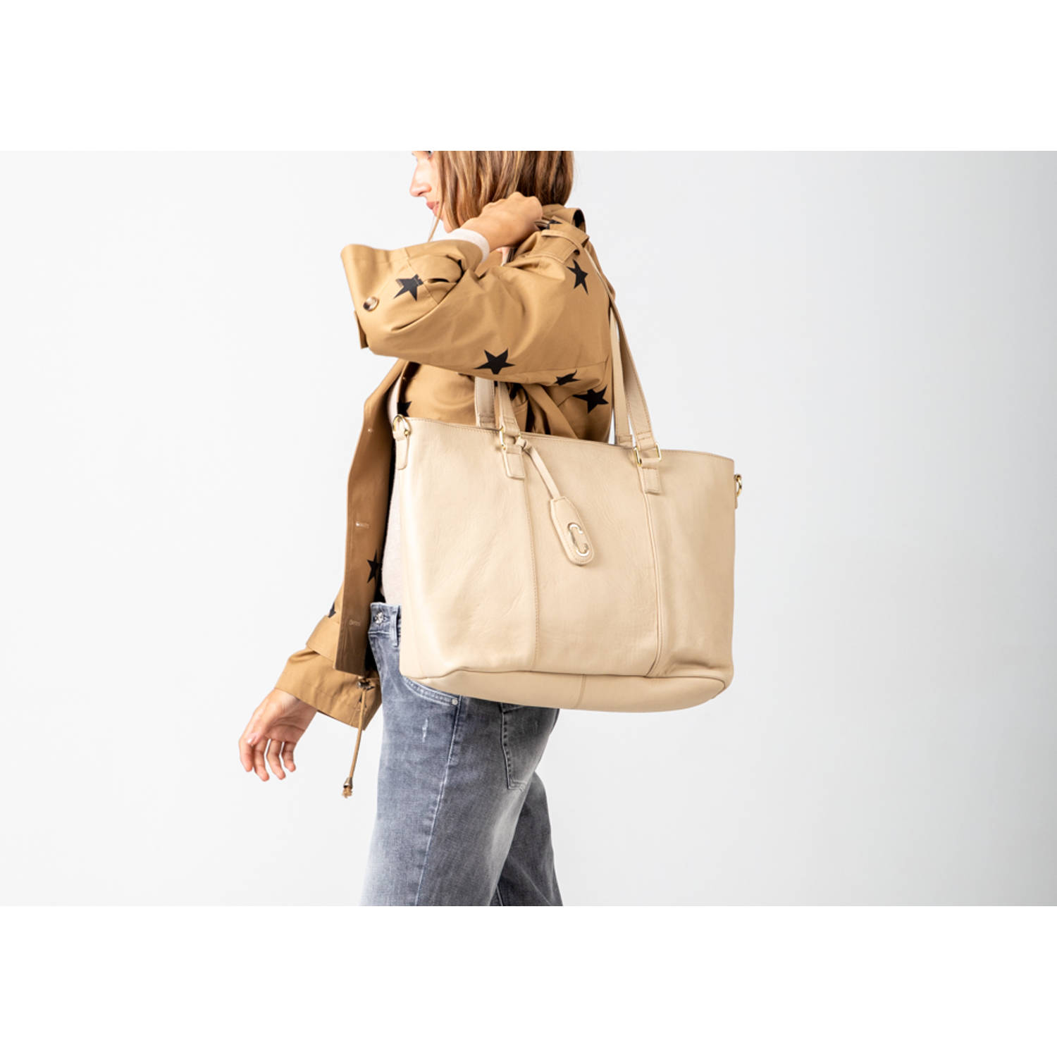 Chabo Bags leren shopper Business Bag ecru