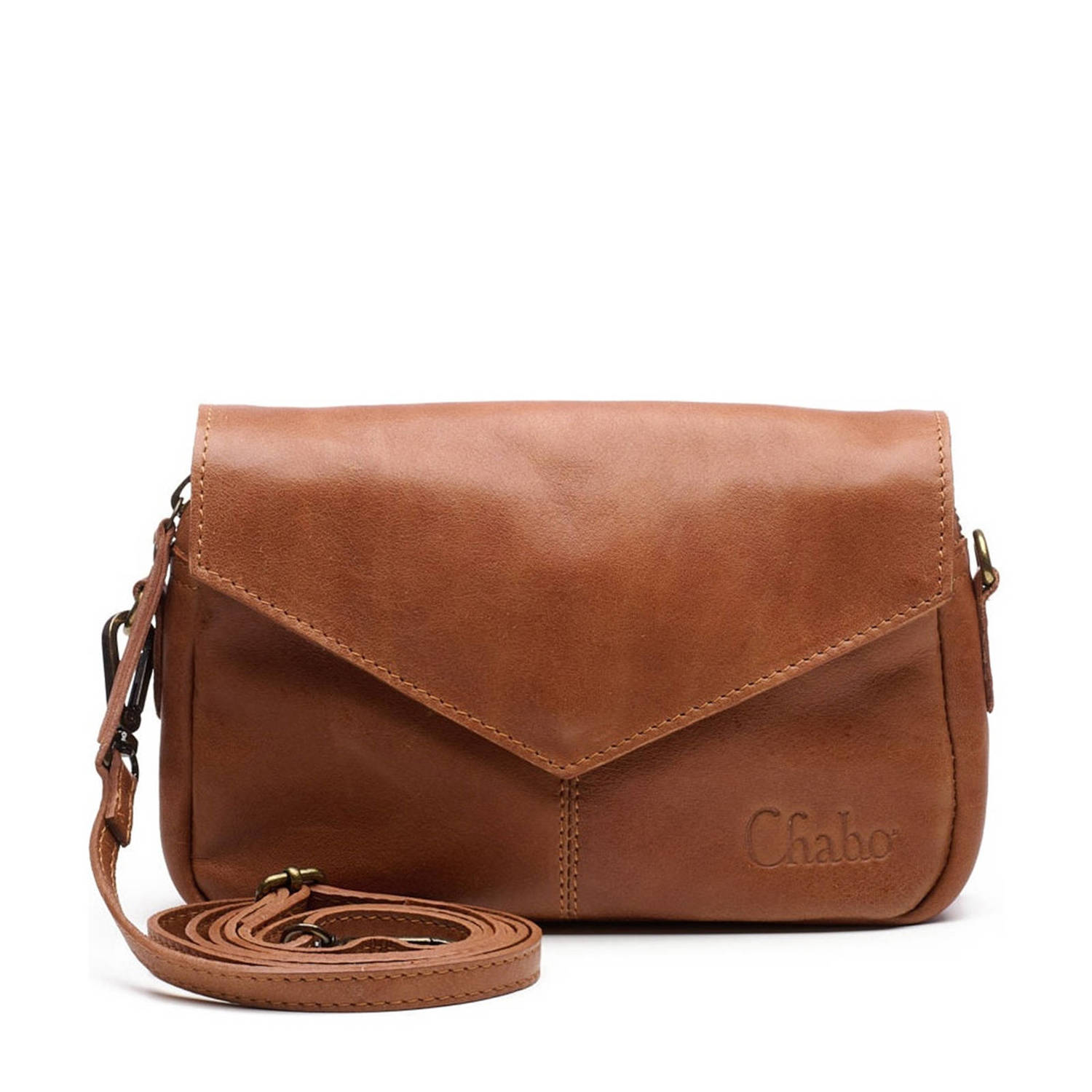 Chabo Bags leren crossbody tas Rio Romy Plain camel