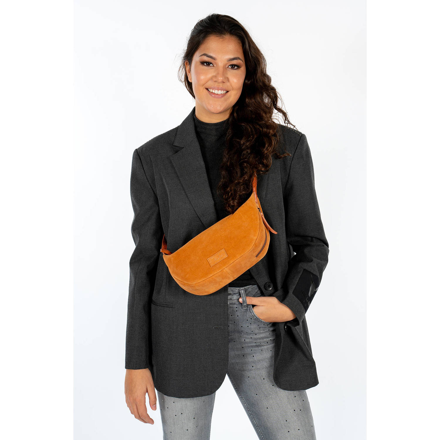 Chabo Bags suede crossbody tas Summer cognac