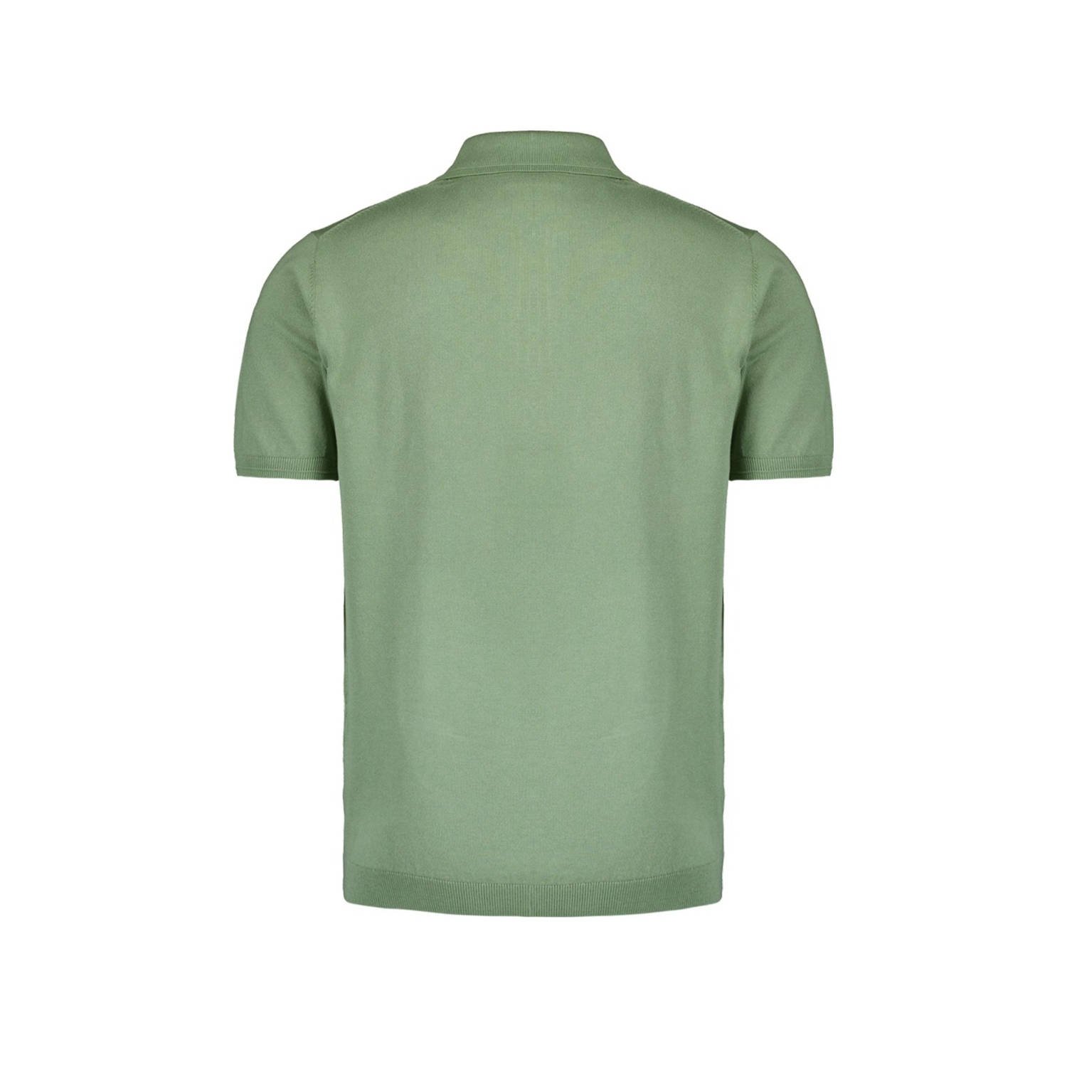 No Excess regular polo fijn gebreid groen
