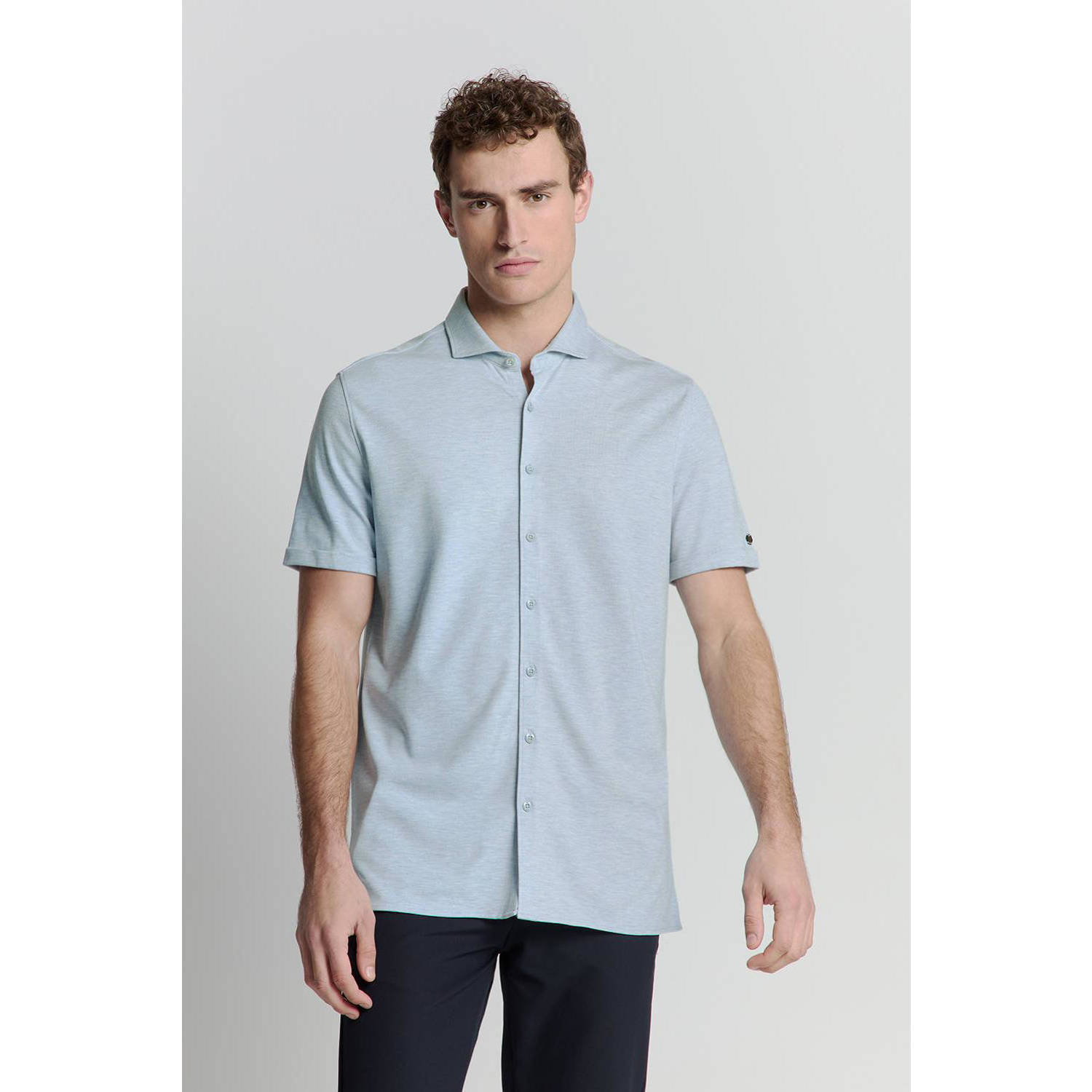 No Excess casual overhemd grijsblauw