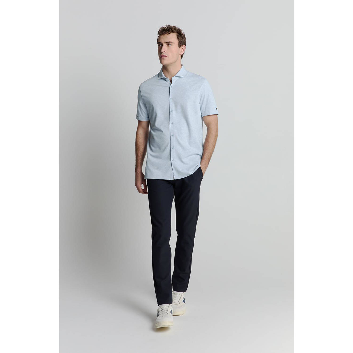 No Excess casual overhemd grijsblauw