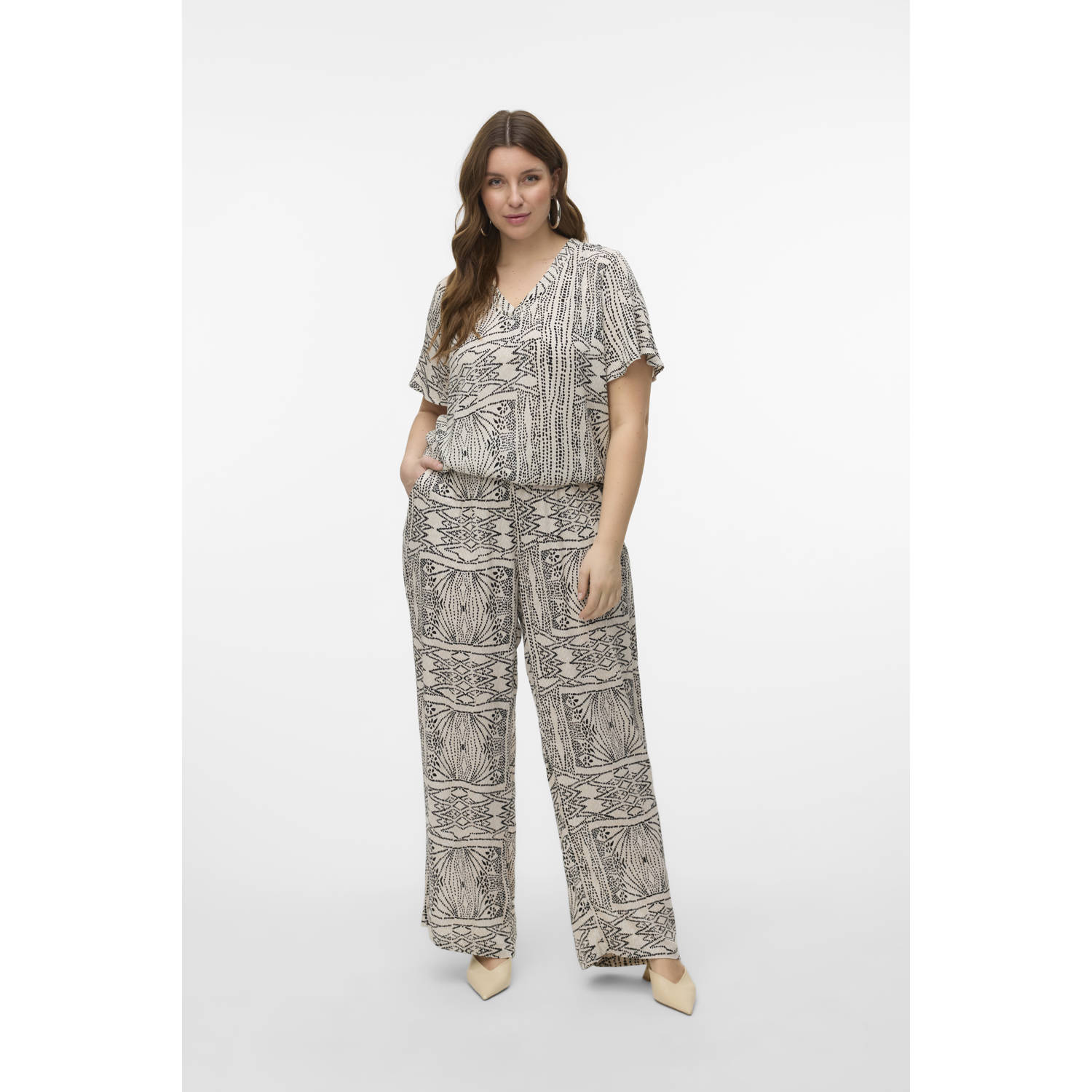 VERO MODA CURVE wide leg high waist palazzo broek