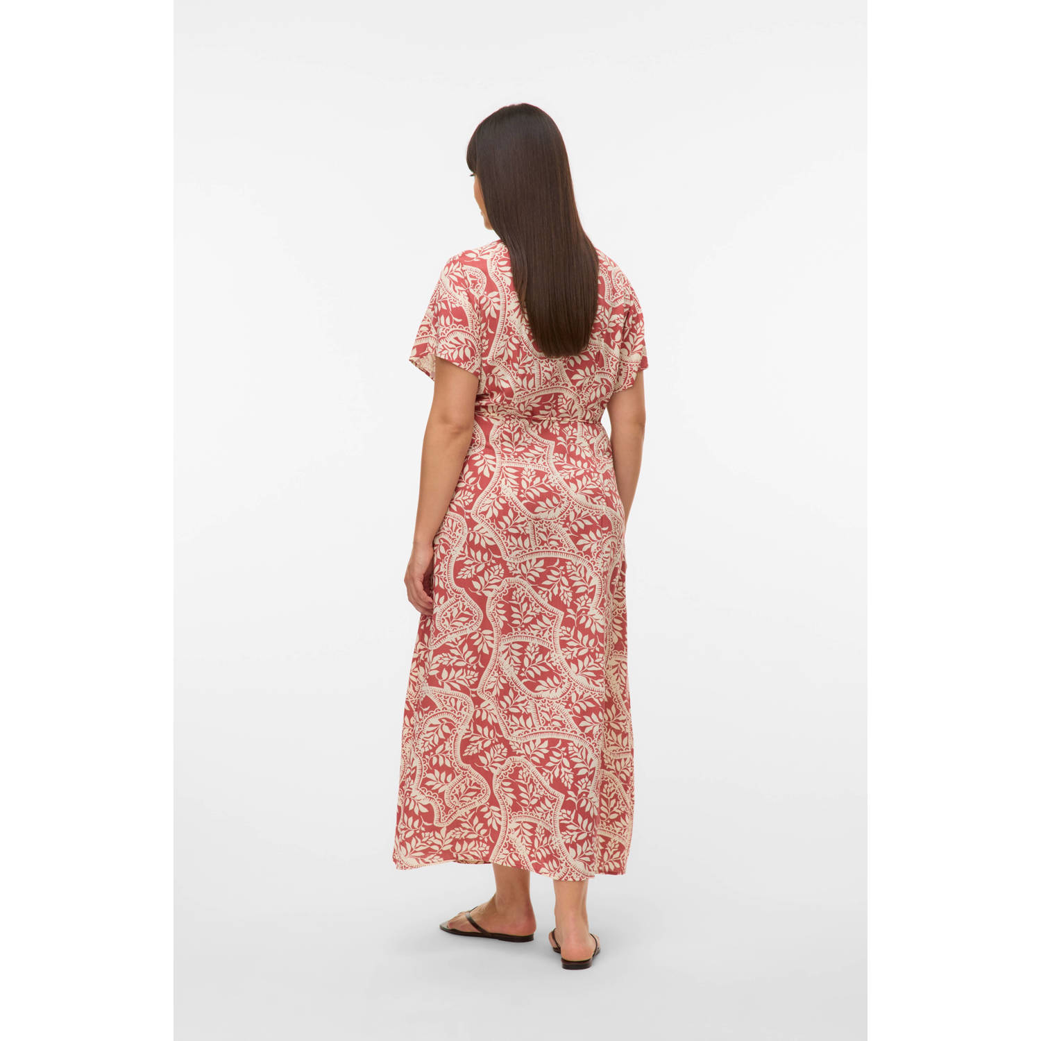 VERO MODA CURVE wikkel- overslagjurk roodbruin