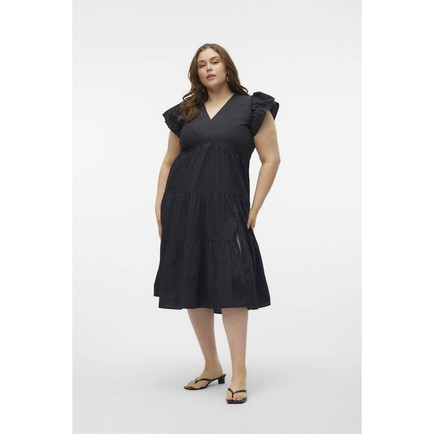 VERO MODA CURVE midi jurk zwart