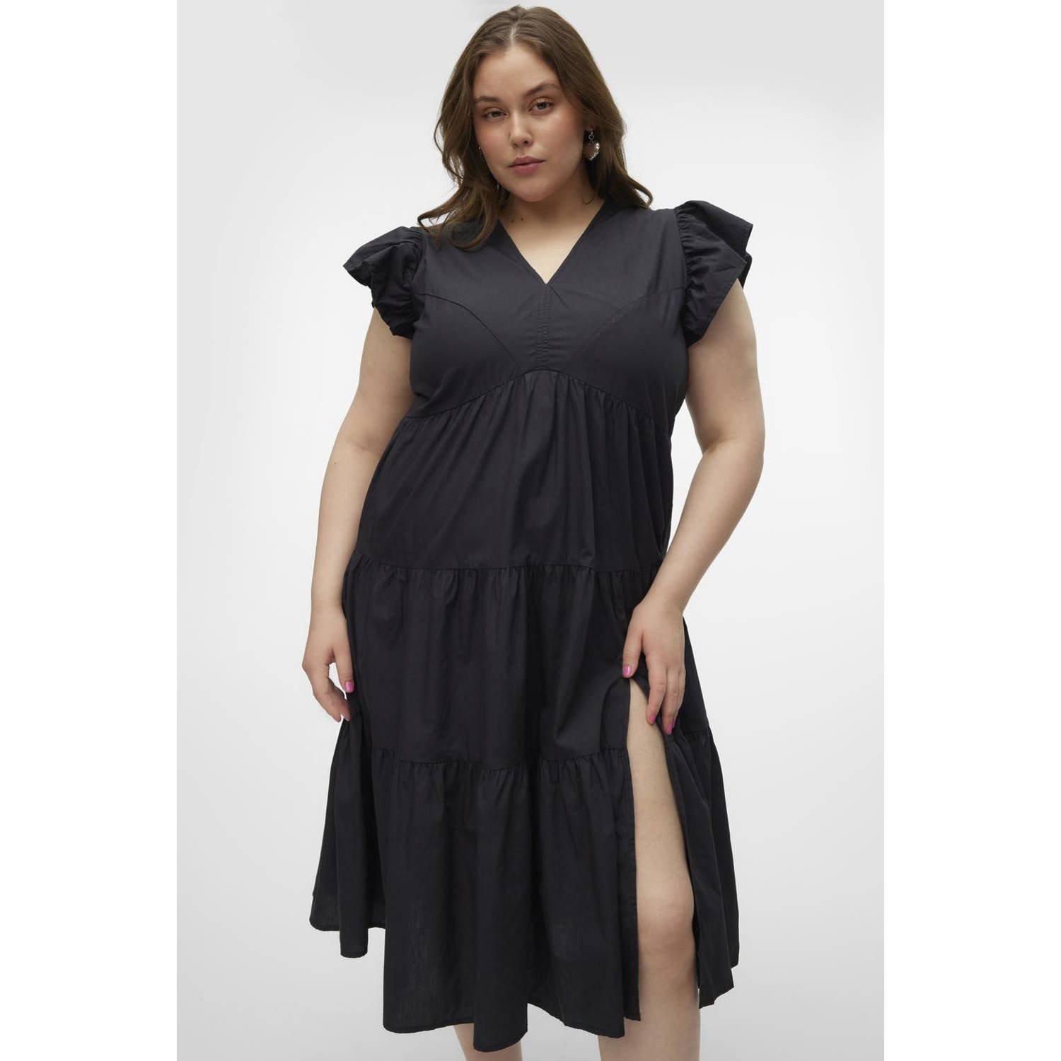 VERO MODA CURVE midi jurk zwart
