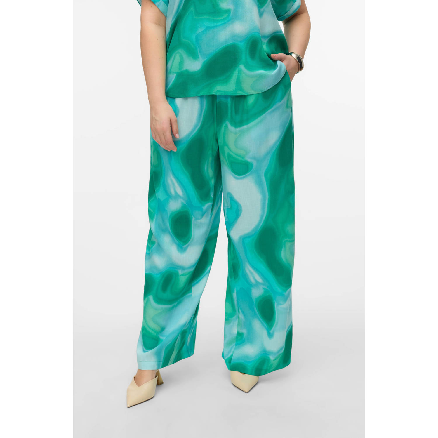 VERO MODA CURVE wide leg high waist broek blauw