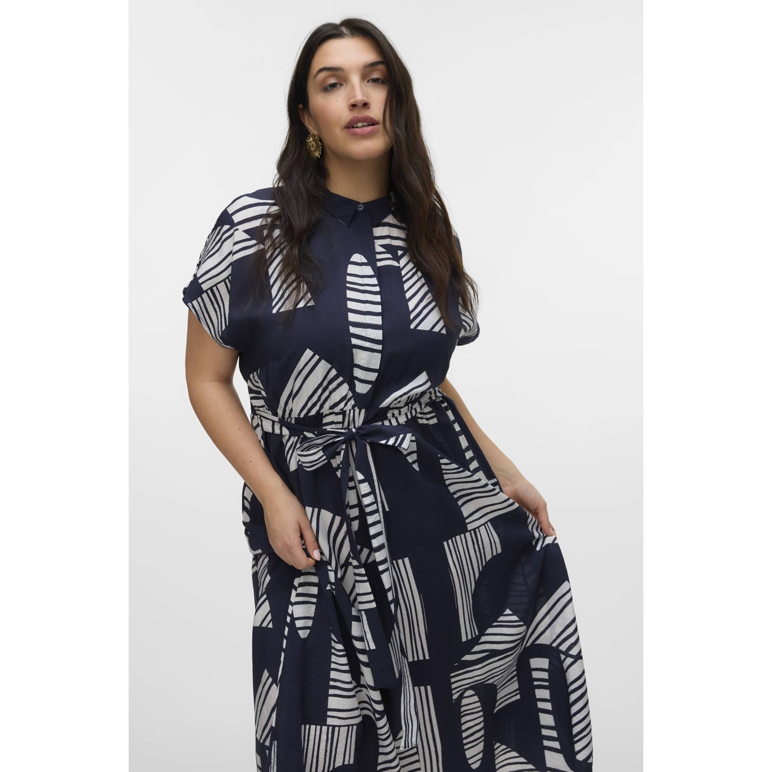 VERO MODA CURVE blousejurk donkerblauw