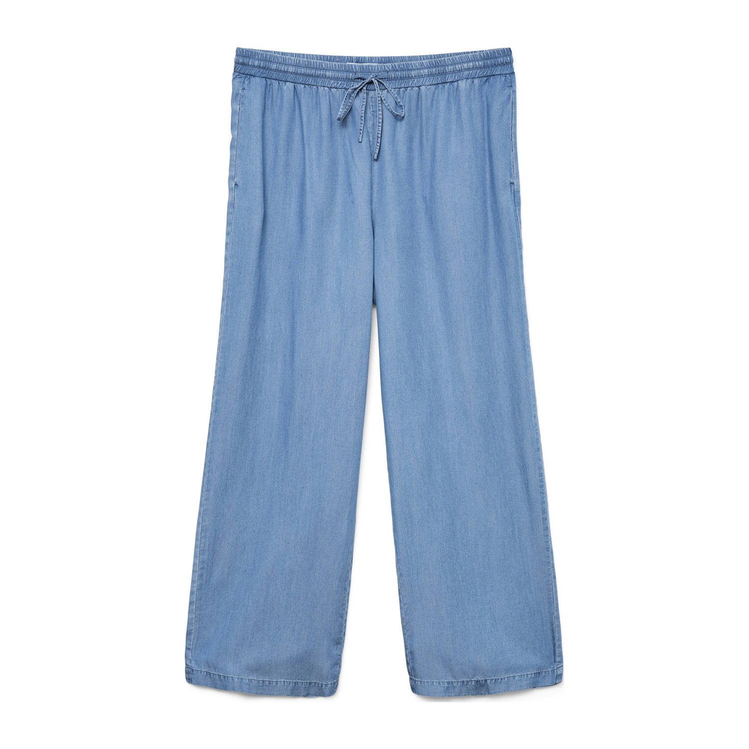 VERO MODA CURVE wide leg regular waist broek medium blue denim