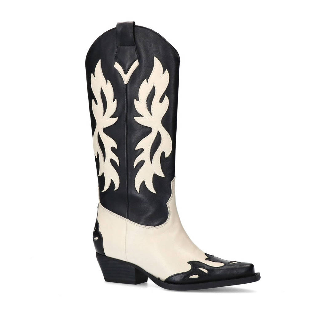 Sacha leren cowboylaarzen zwart/wit wehkamp
