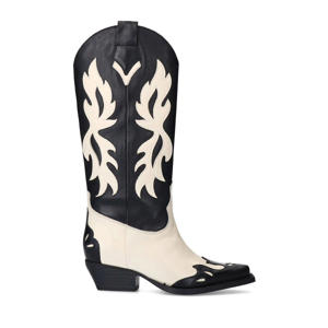 leren cowboylaarzen zwart/wit