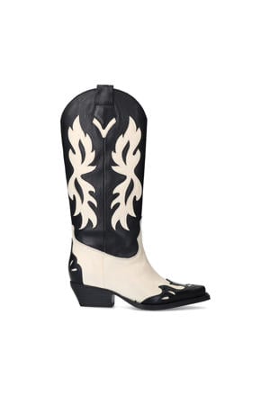 leren cowboylaarzen zwart/wit