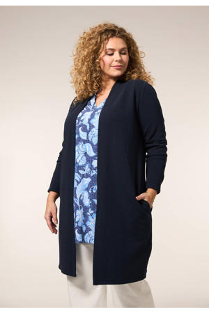 vest donkerblauw fijn gebreid