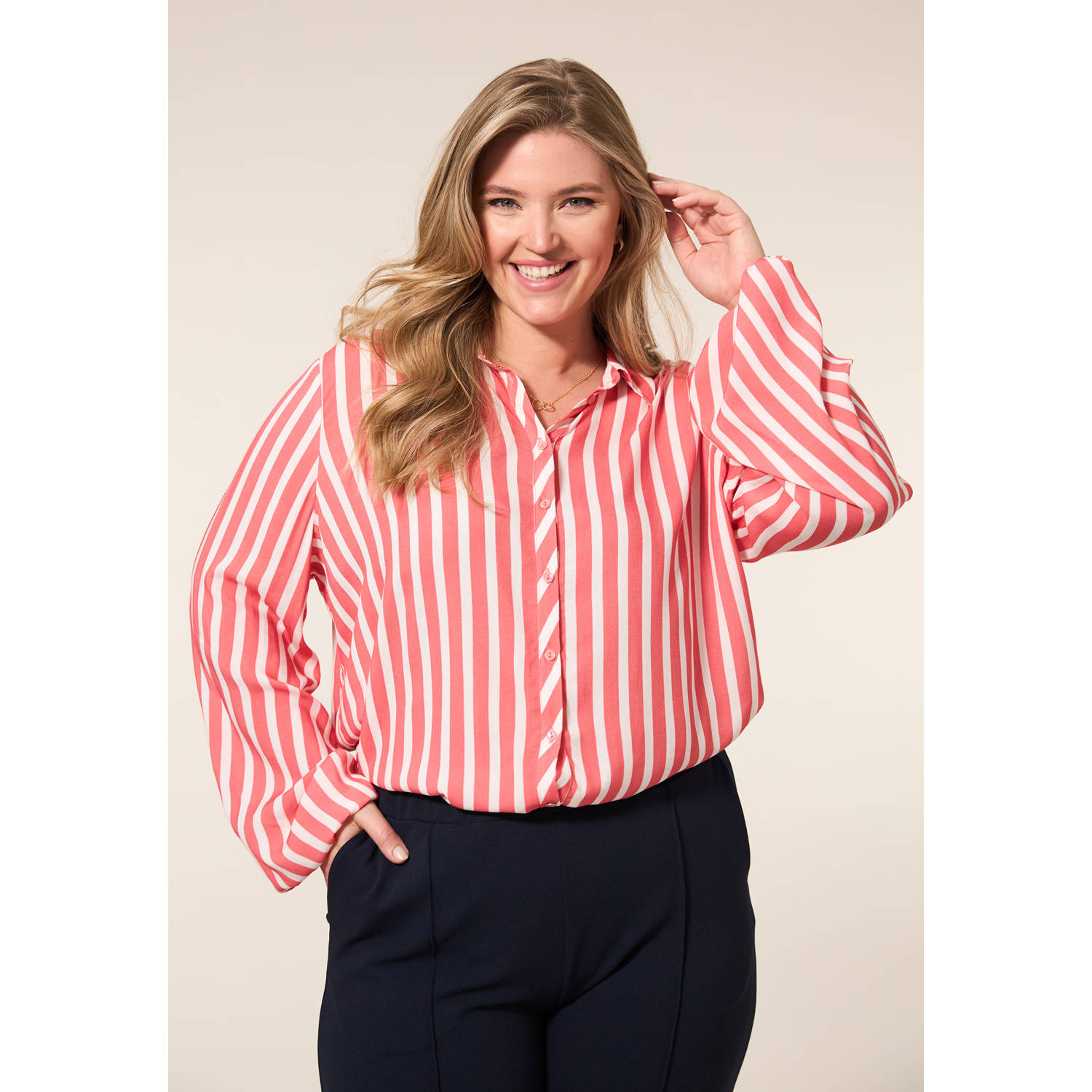 Miss Etam Plus blouse koraalrood