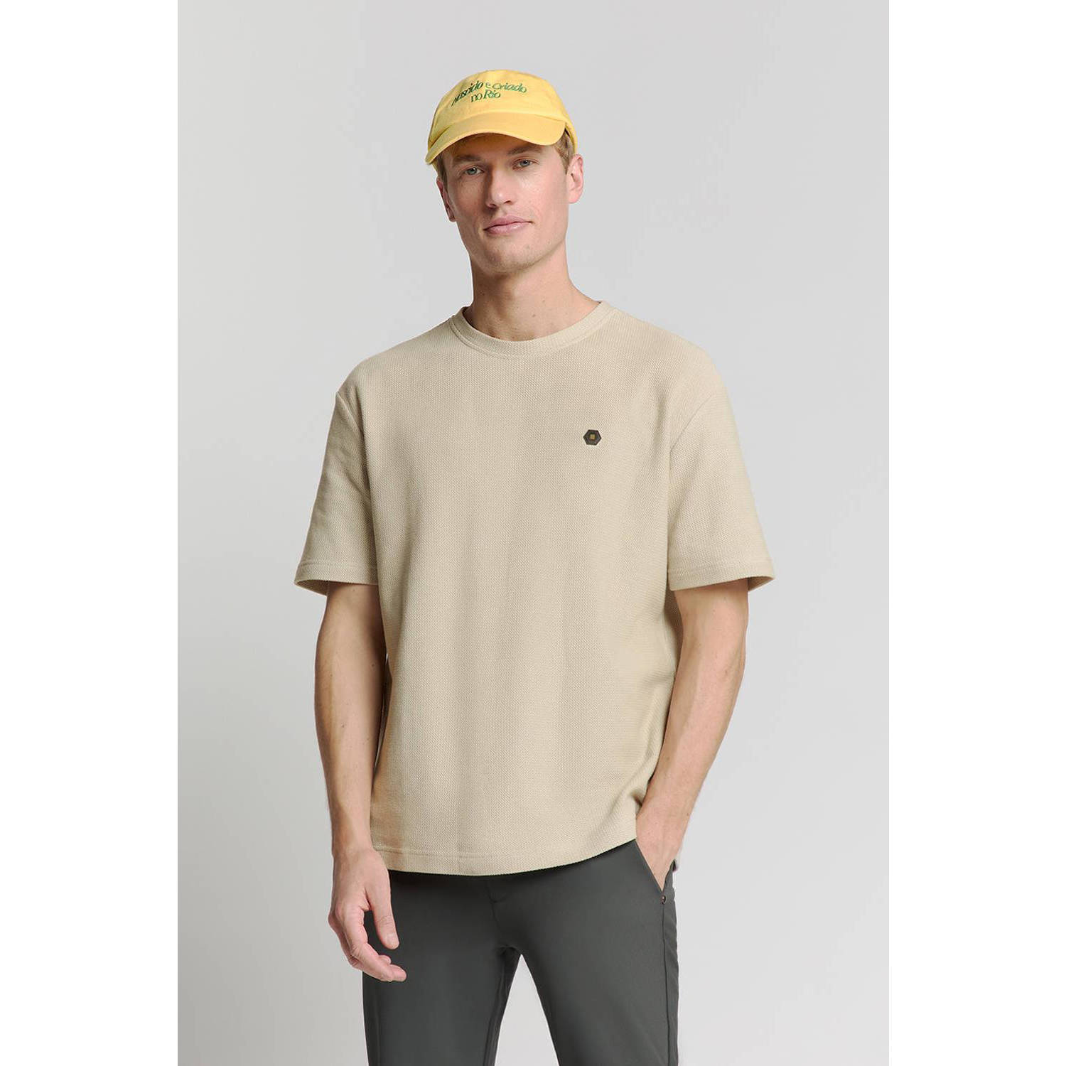 No Excess T-shirt met textuur beige