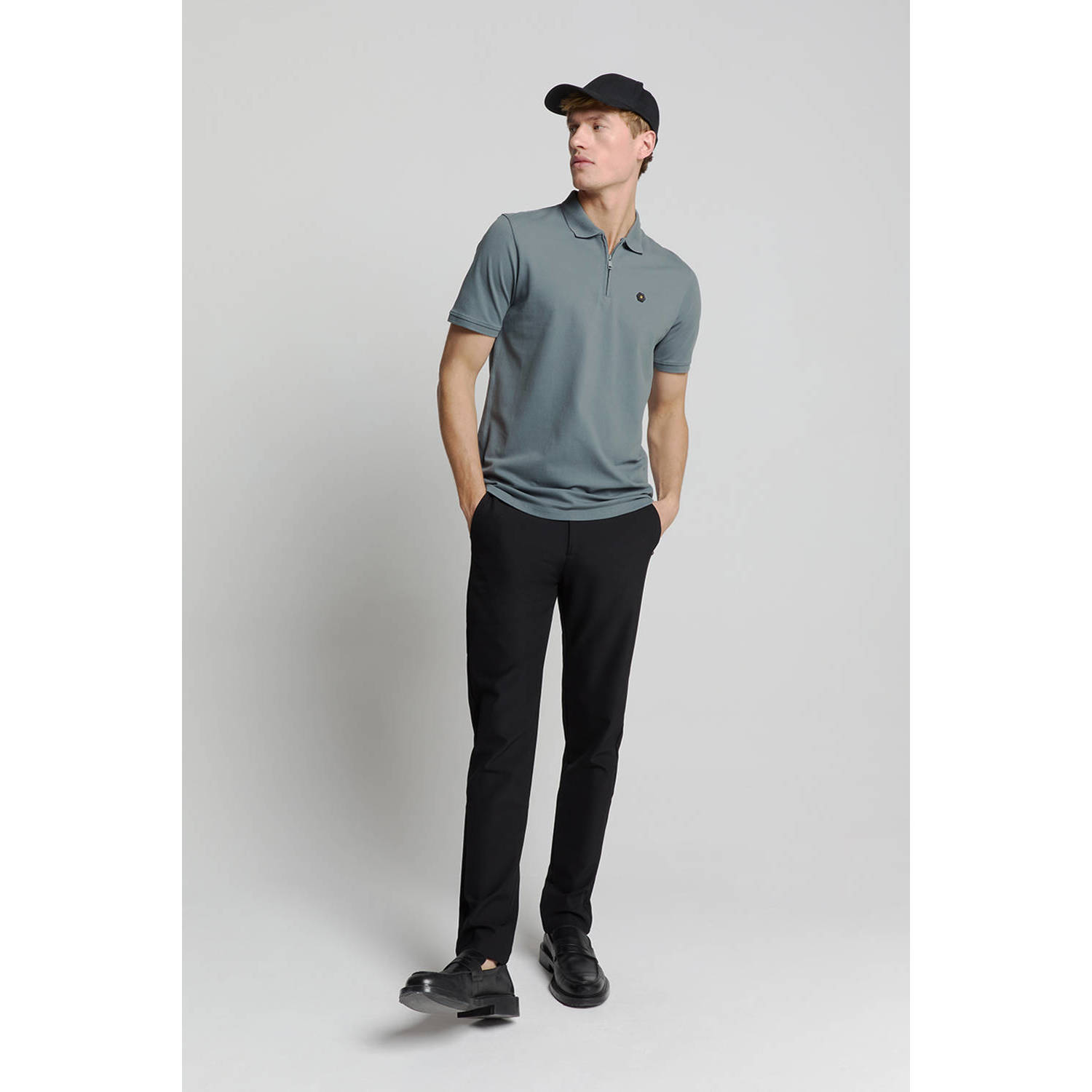 No Excess regular polo grijsblauw
