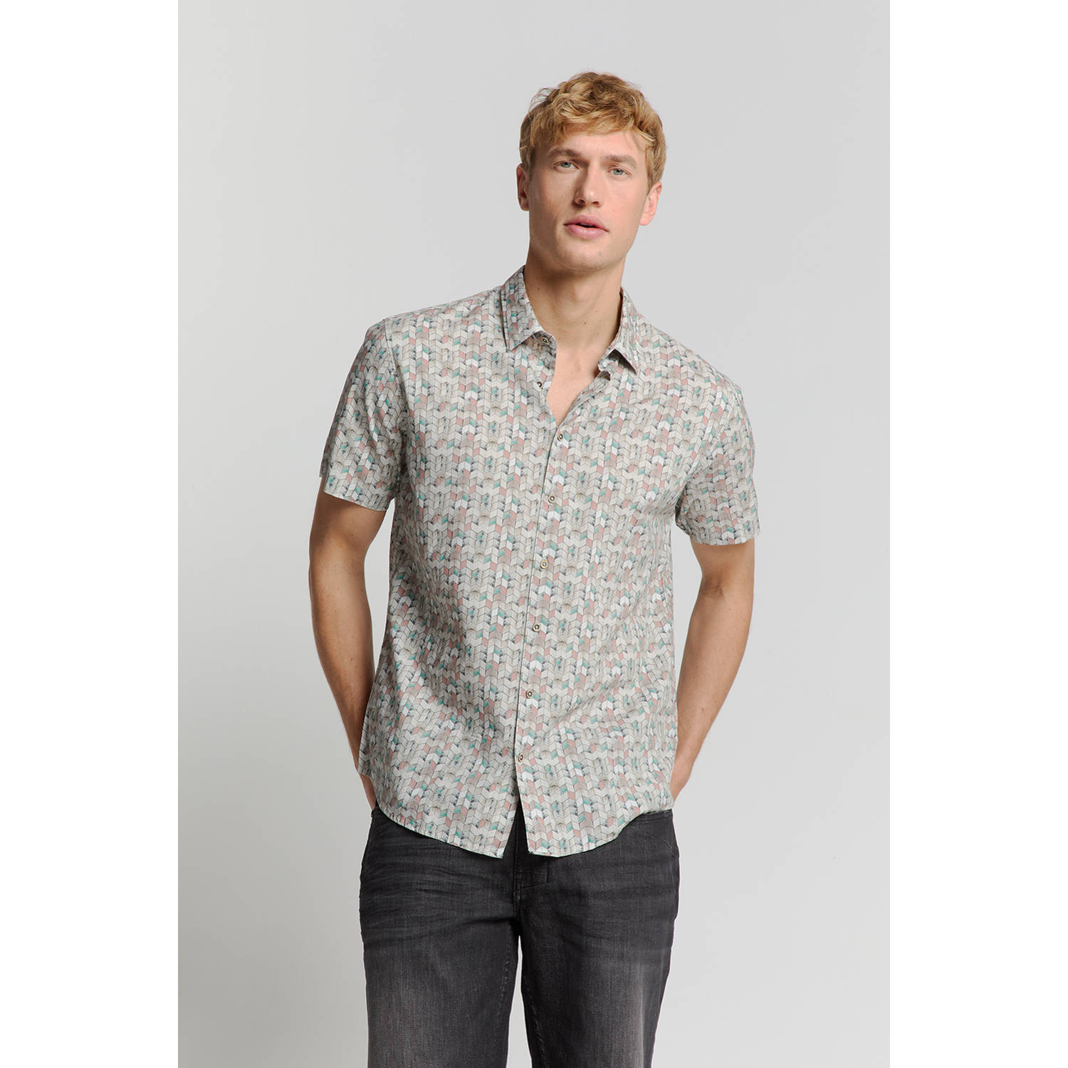 No Excess casual overhemd zand